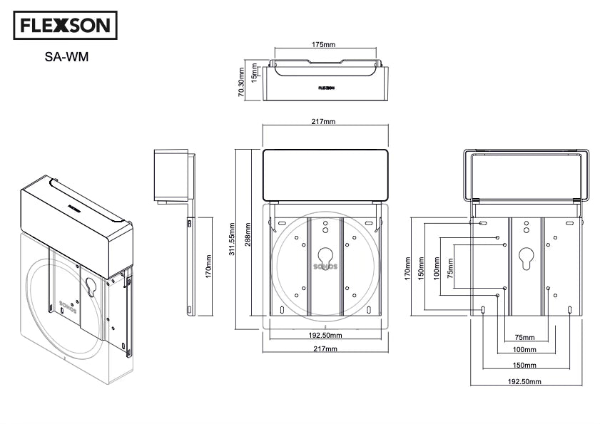 Flexson väggfäste för Sonos Amp